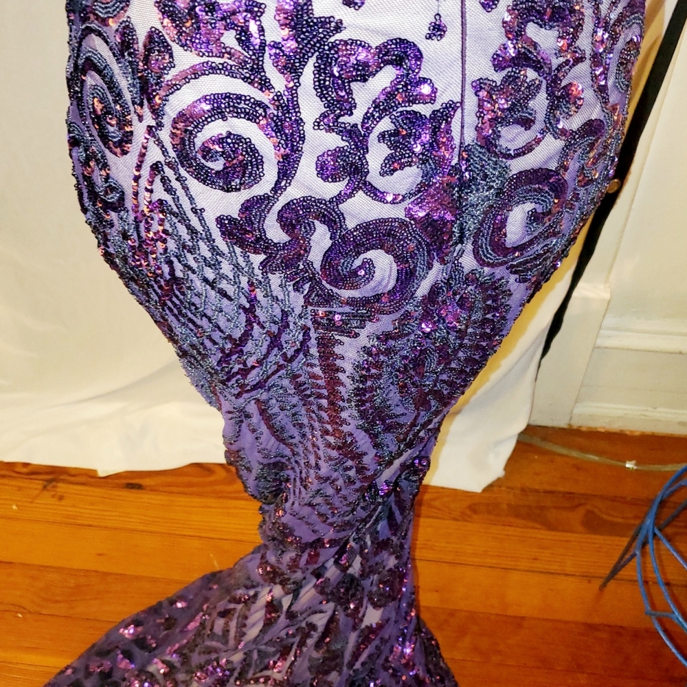 Gorgeous Purple Sequin, Floor-length, Designer Gown - Picture 6 of 9